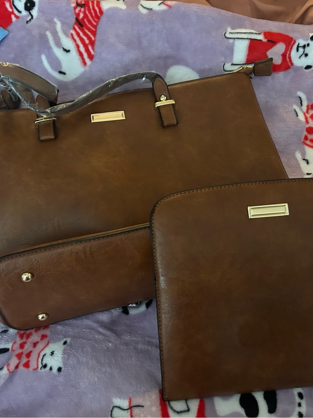 Brown Women's Tote Bag with Matching Pouch - Classic Everyday Style